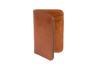 No.52 Buck Brown vertical wallet, open and standing